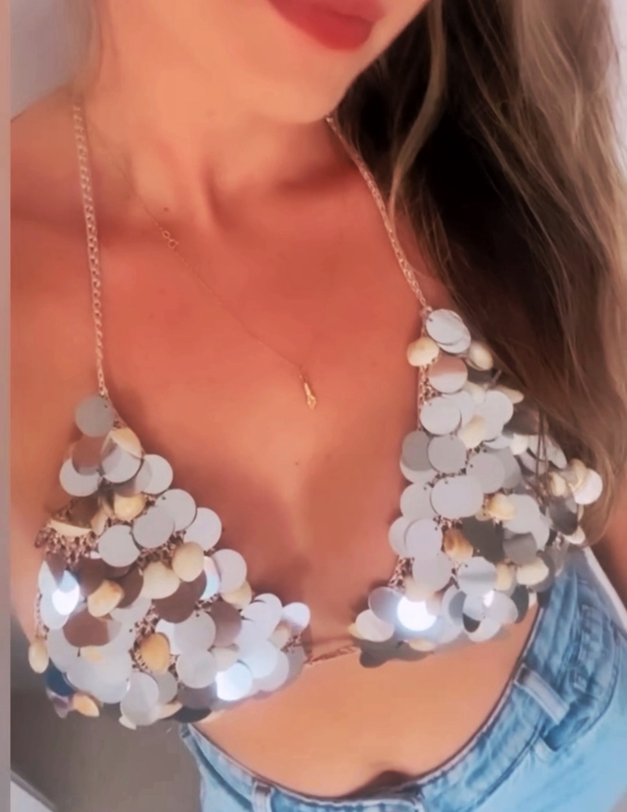 Cropped em Crochet Ocean